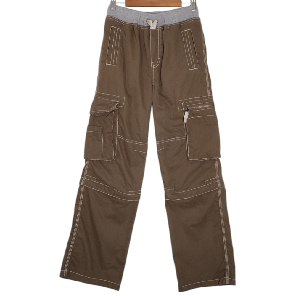 Mini Boden Brown Elastic Waistband Relaxed Fit Cargo Pants Sz 13Y